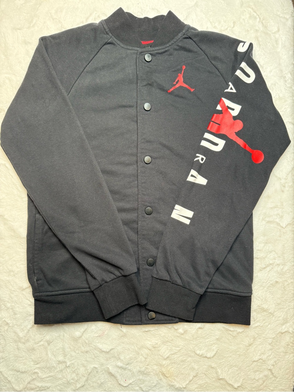 Jordan Black Bomber Jacket with Red Jumpman Accents